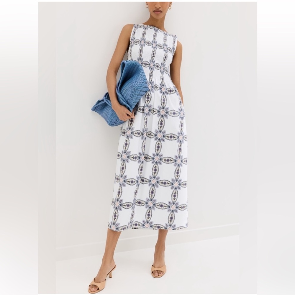 Hill House The Cosima Nap Dress in Marseille Geo Boat Neck and Pockets